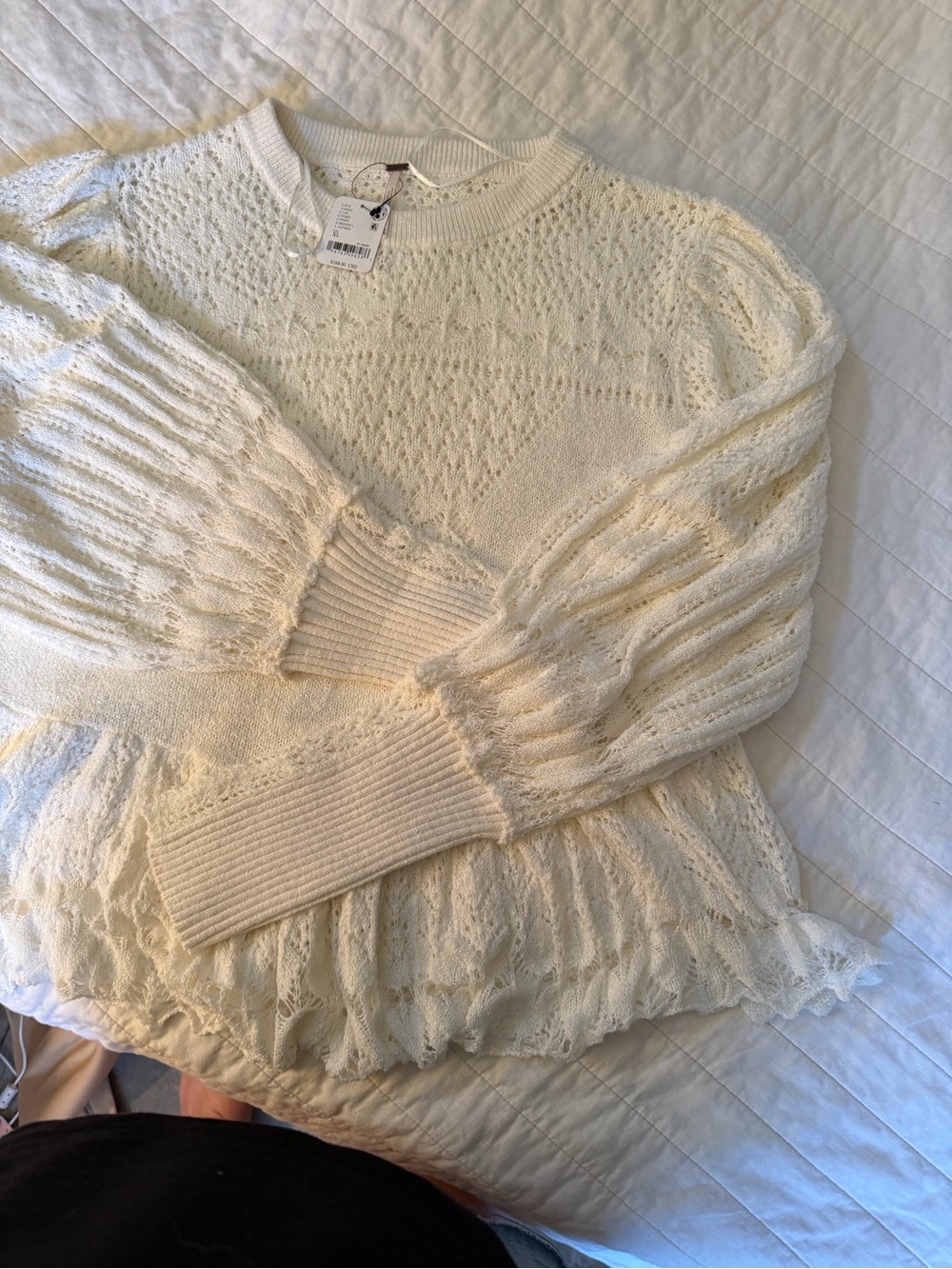 Free People White Lace Knit Scoop Neck Sweater - Picture 10 of 11